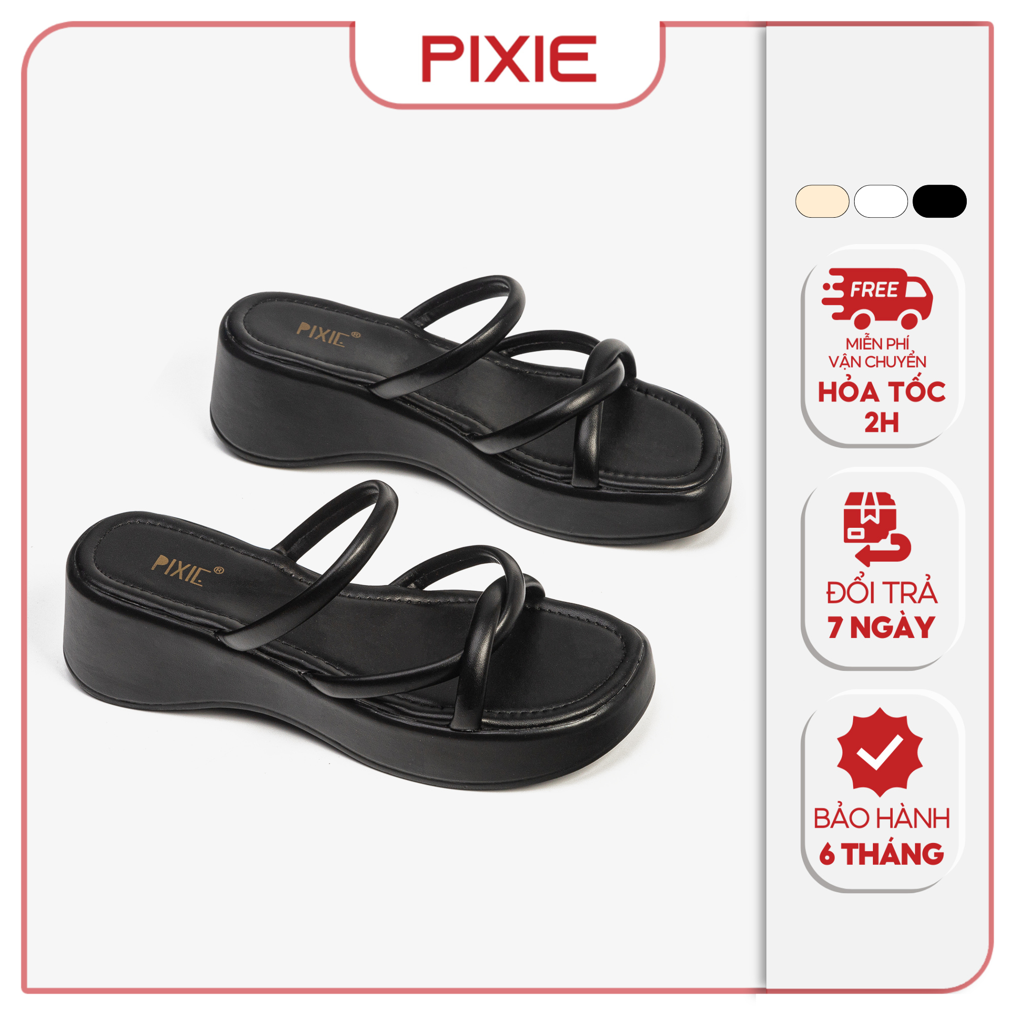 Dép Đế Xuồng Bánh Mì 5cm Quai Mảnh Pixie E153