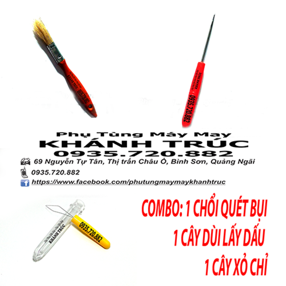 COMBO 1 Chổi quét bụi và 1 cây dùi lấy dấu và 1 cây xỏ chỉ