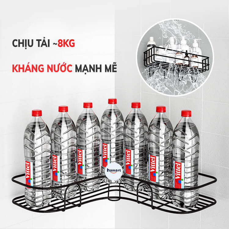 Kệ Sắt Treo Tường Nhà Tắm Phòng Bếp Đa Năng Chống Nước Kèm Miếng Dán Tường Đôi Siêu Dính
