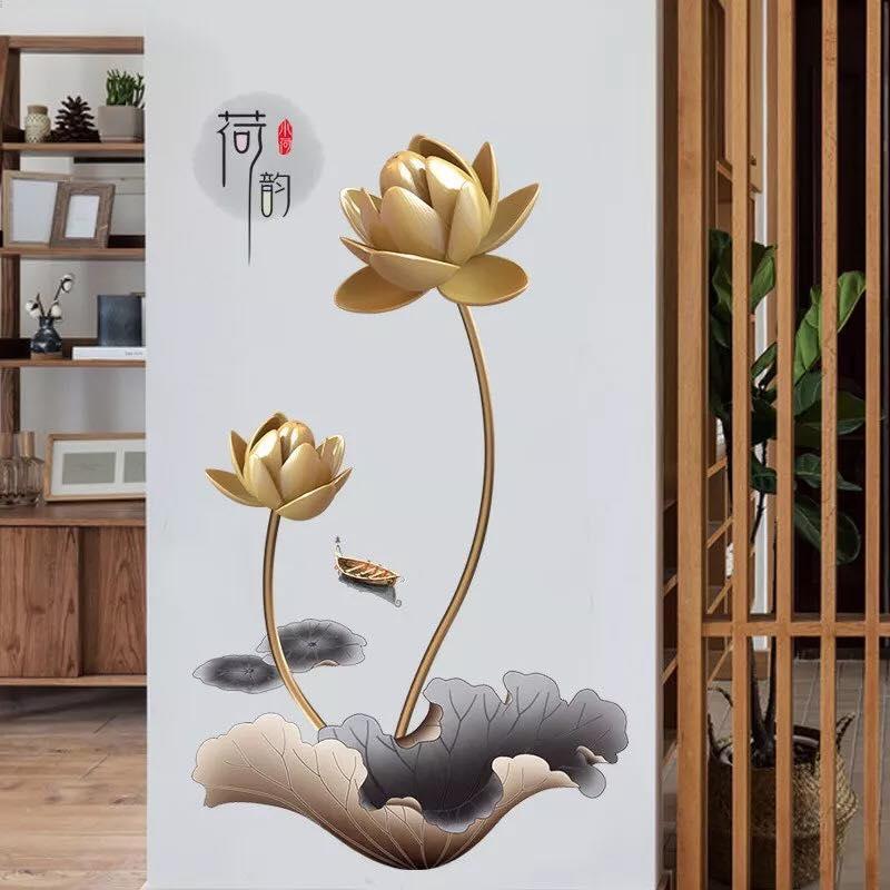 [HCM]Decal dán tường Hoa Sen Vàng đồng