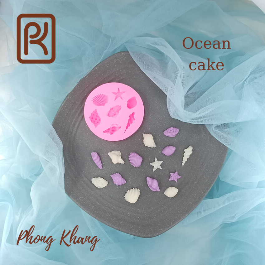 Khuôn silicon 4D Phong Khang làm rau câu hình sò ốc đại dương