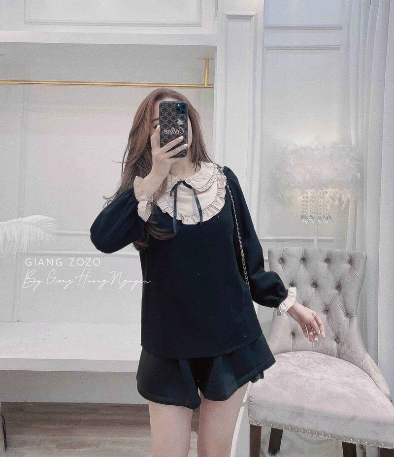 Áo sơ mi cổ sen bèo nơ hàng bao đẹp