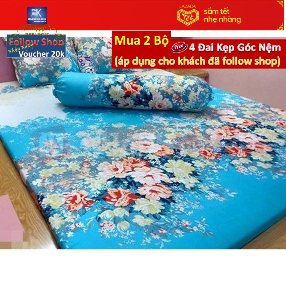 (FreeShip MAX) Bộ ga gối hoa dây 1.8mx2.0m (Xanh)