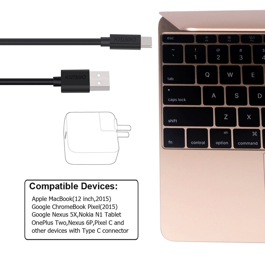 [AZMall VN] CHOETECH Cáp Sạc USB Type C 0.5m Sạc Nhanh QC 3.0