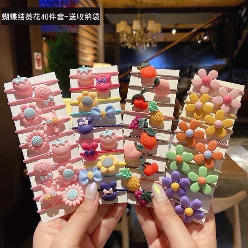 combo 10 dây buộc tóc , dây cột tóc nhiều hình dễ thương