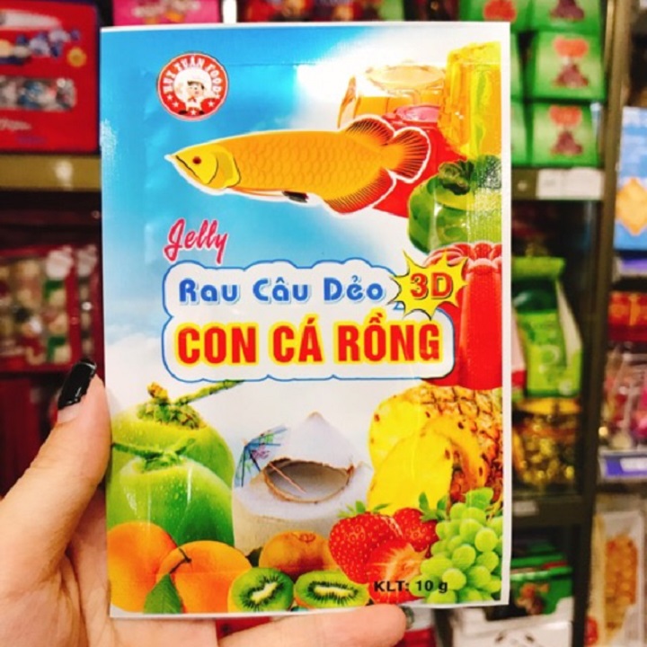 [2 gói] rau câu dẻo 3D cá rồng vàng (10g/gói)