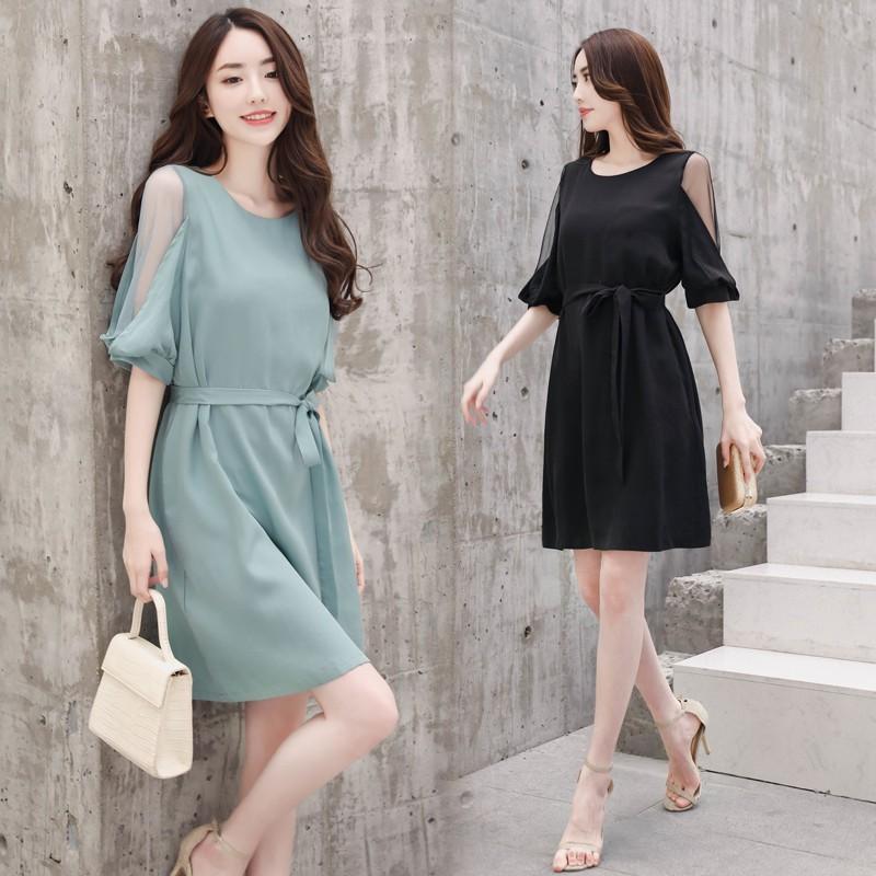 [HCM]Đầm công sở tay phối lưới