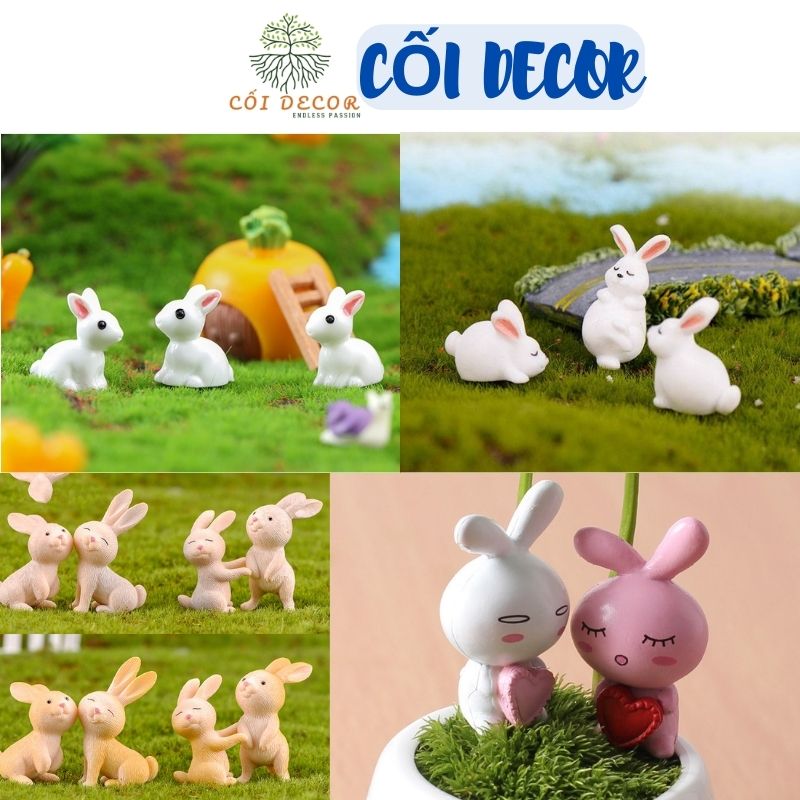 Tiểu cảnh mini- Mô hình thỏ đáng yêu