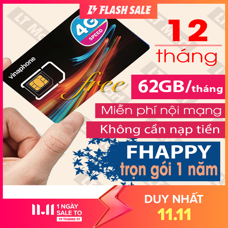 Sim 4G Vinaphone 12vd89/D60G /Fhappy Miễn Phí 12 Tháng Tặng 2GB/Ngày+ Miễn Phí Nội Mạng+50p ngoại mạng / Tháng Miễn Phí 1 Năm Không Cần Nạp Tiền