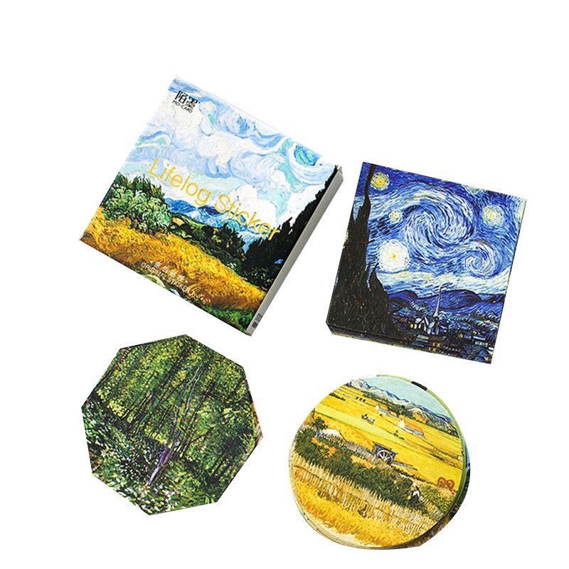 Set 45 miếng dán tranh phong cảnh sơn dầu