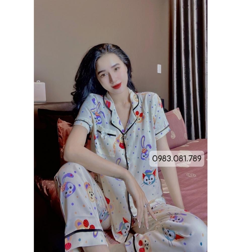 Bộ Pijama Lụa Mango - Bộ mặc Nhà - Bộ Lụa Mango Hình Dễ Thương