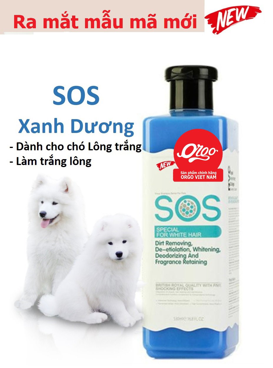 Hanpet - Sữa tắm SOS xanh dương chuyên dùng cho chó lông trắng - sữa tắm SOS xanh dương 530ml