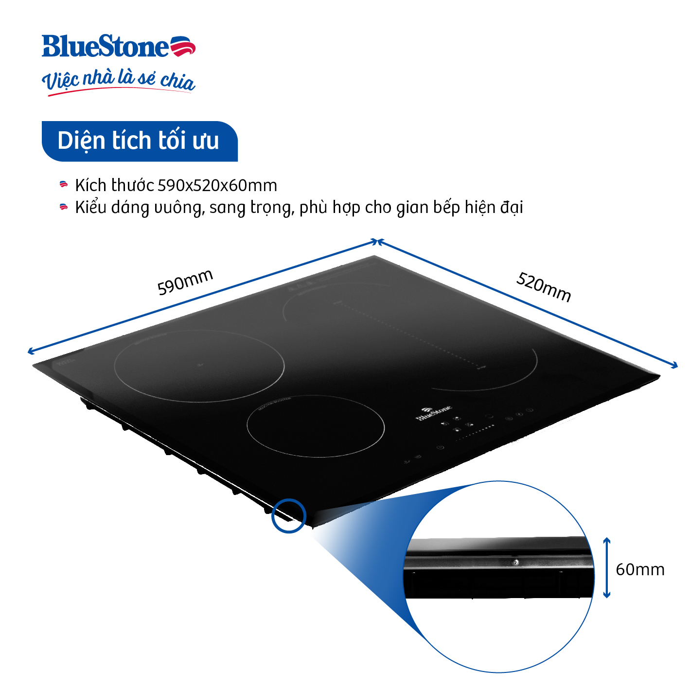 [Trả Góp 0%] Bếp Từ Ba BlueStone ICB-6845 7100W -  [Miễn Phí lắp đặt HCM, HN, Bình Dương, Đăk Lăk, Bắc Ninh, Bắc Giang]