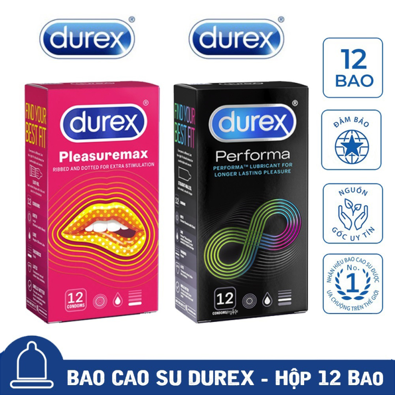 [Mua 1 tặng 1] Bao Cao Su Durex Pleasuremax gân gai + Durex Performa kéo dài thời gian quan hệ   CHE TÊN SẢN PHẨM nhập khẩu