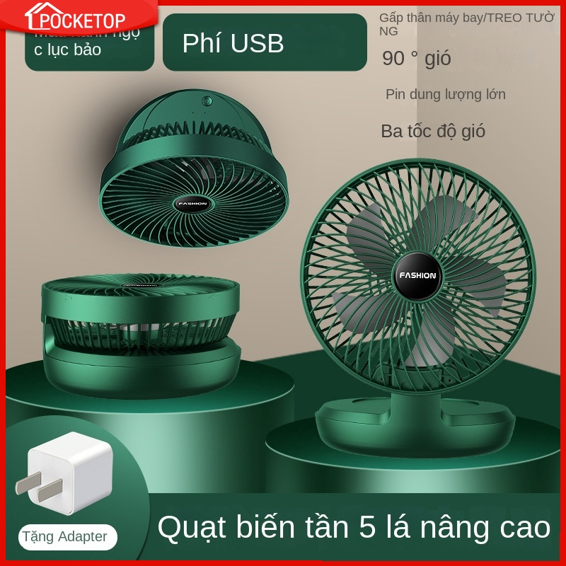 POCKETOP Quạt mini để bàn có thể gập có cổng USB