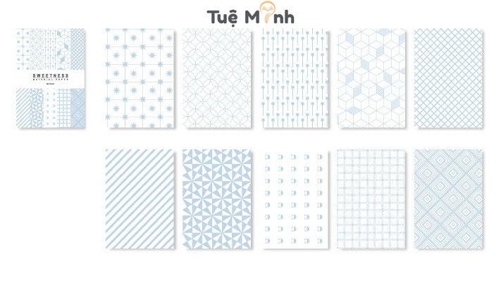 Bộ 50 tờ giấy hoa nghệ thuật Tuệ Minh STI22, tấm giấy hoa văn trang trí bullet journal, planner