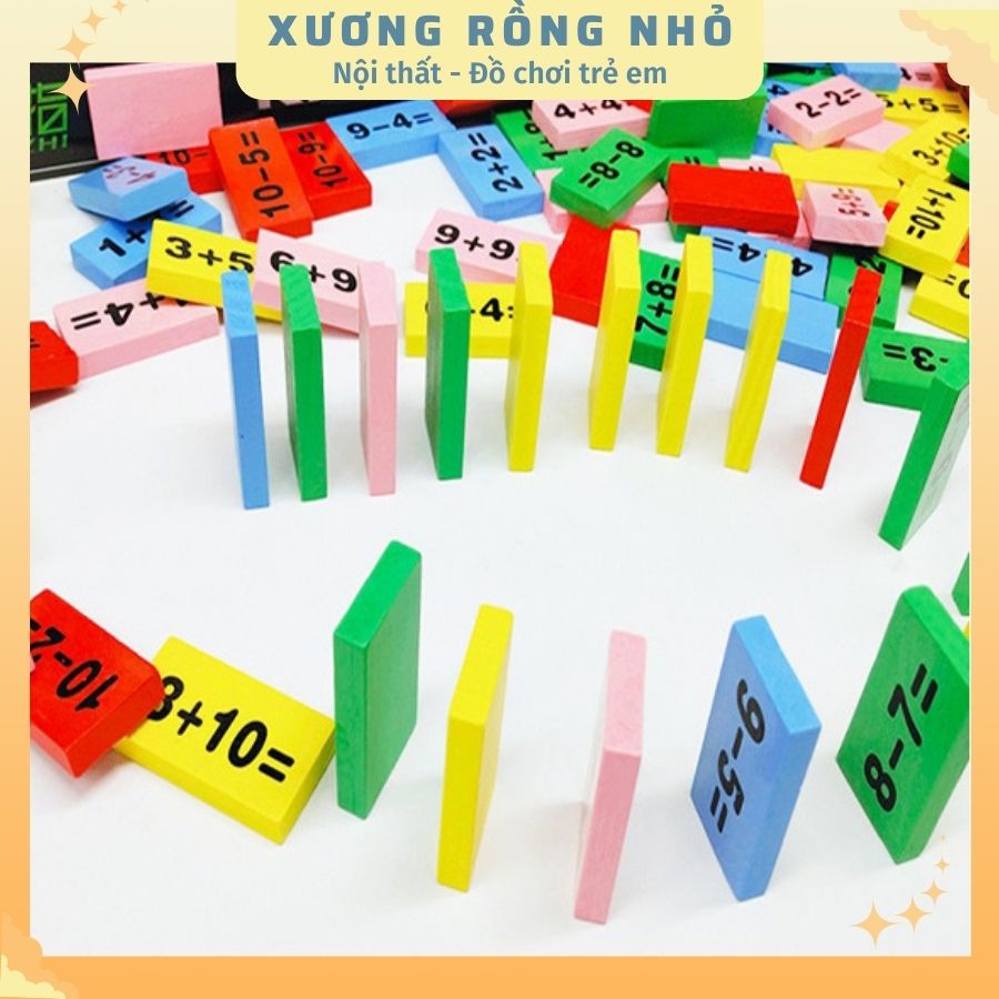 Đồ chơi Domino 110 quân bằng gỗ [Domino toán học - Ghép hình - Bộ xếp hình cho bé]