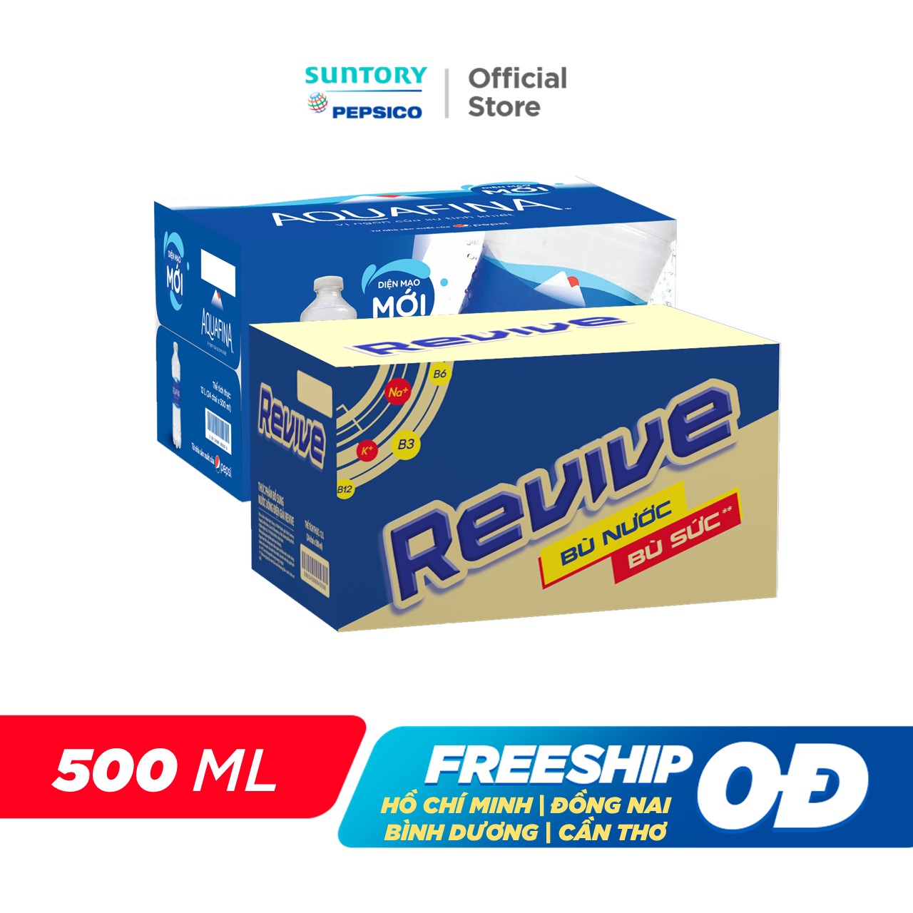 [SALE 15.7] Combo 1 Thùng 24 Chai Revive và 1 Thùng 24 Aquafina (500ml/chai)