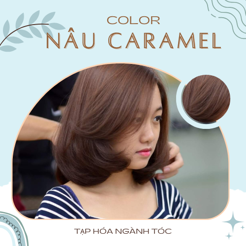 Nhuộm tóc màu Nâu Caramel (không tẩy tóc) (kèm trợ nhuộm và găng tay)