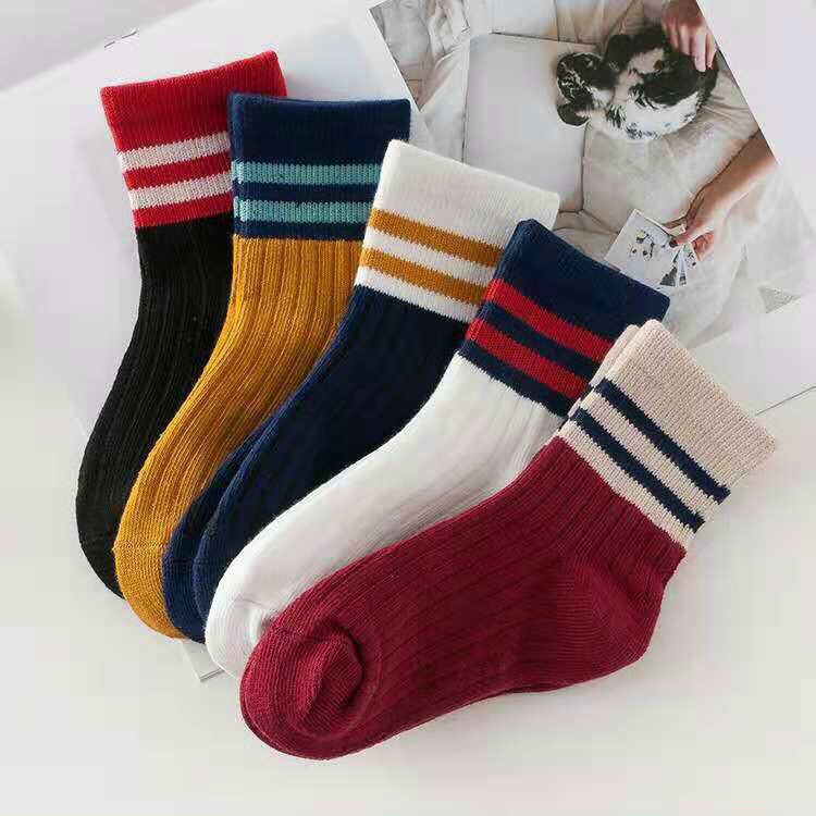Combo 05 tất gân trẻ em cao cổ siêu xinh