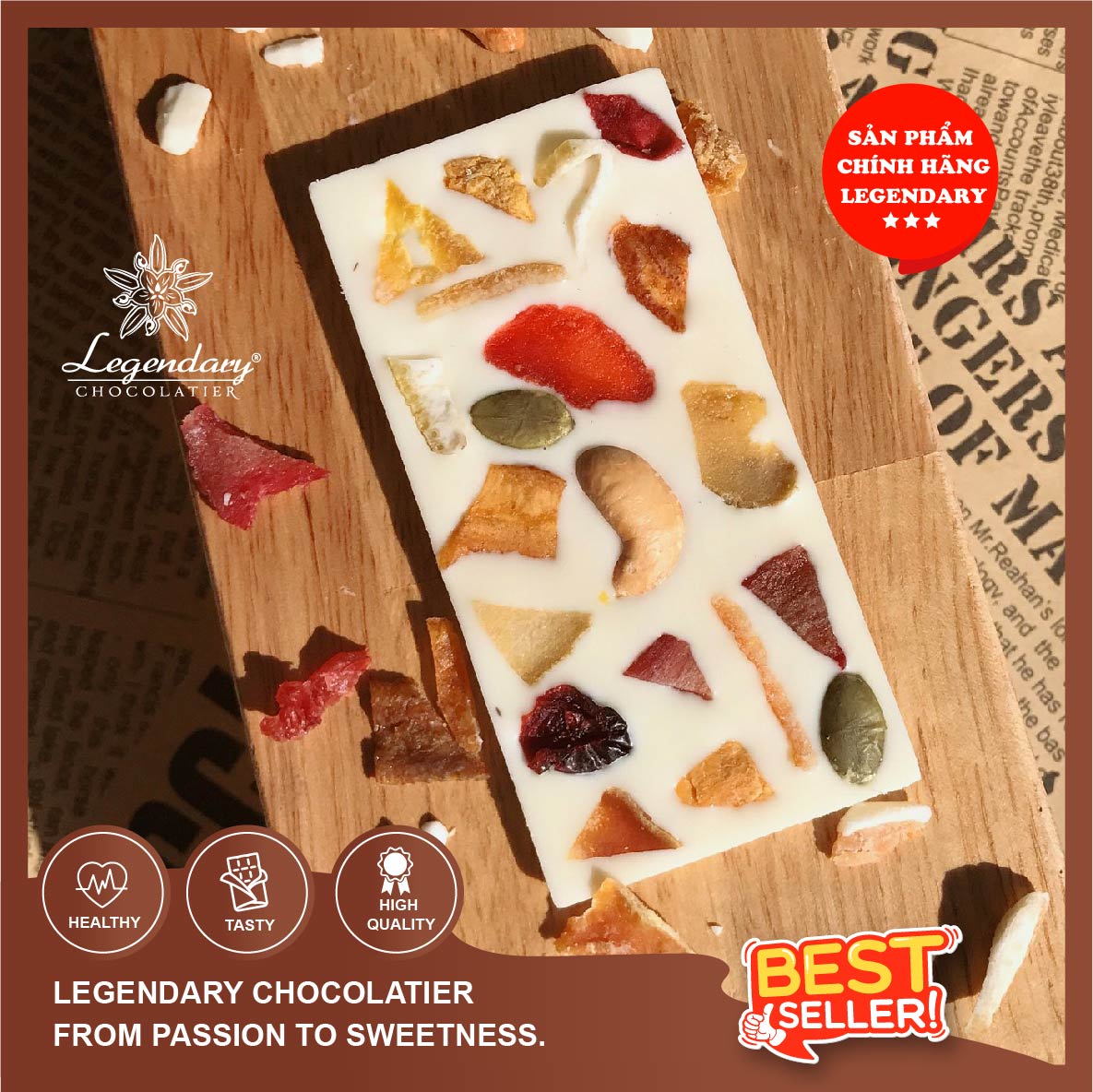 Socola Legendary - Socoala Trắng Thanh Trái Cây và Hạt 27g