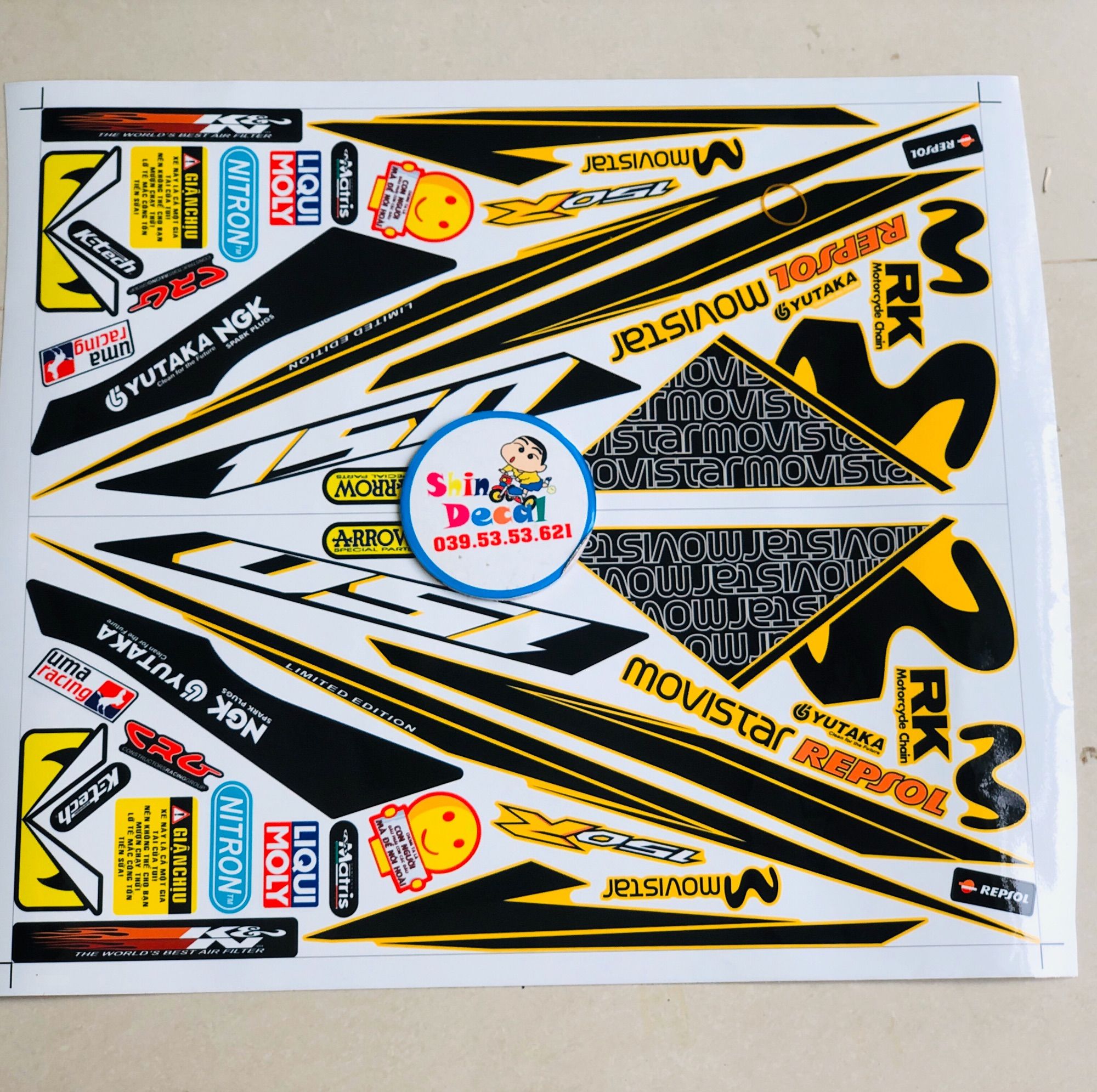 tem rời winner movistar dán xe vàng