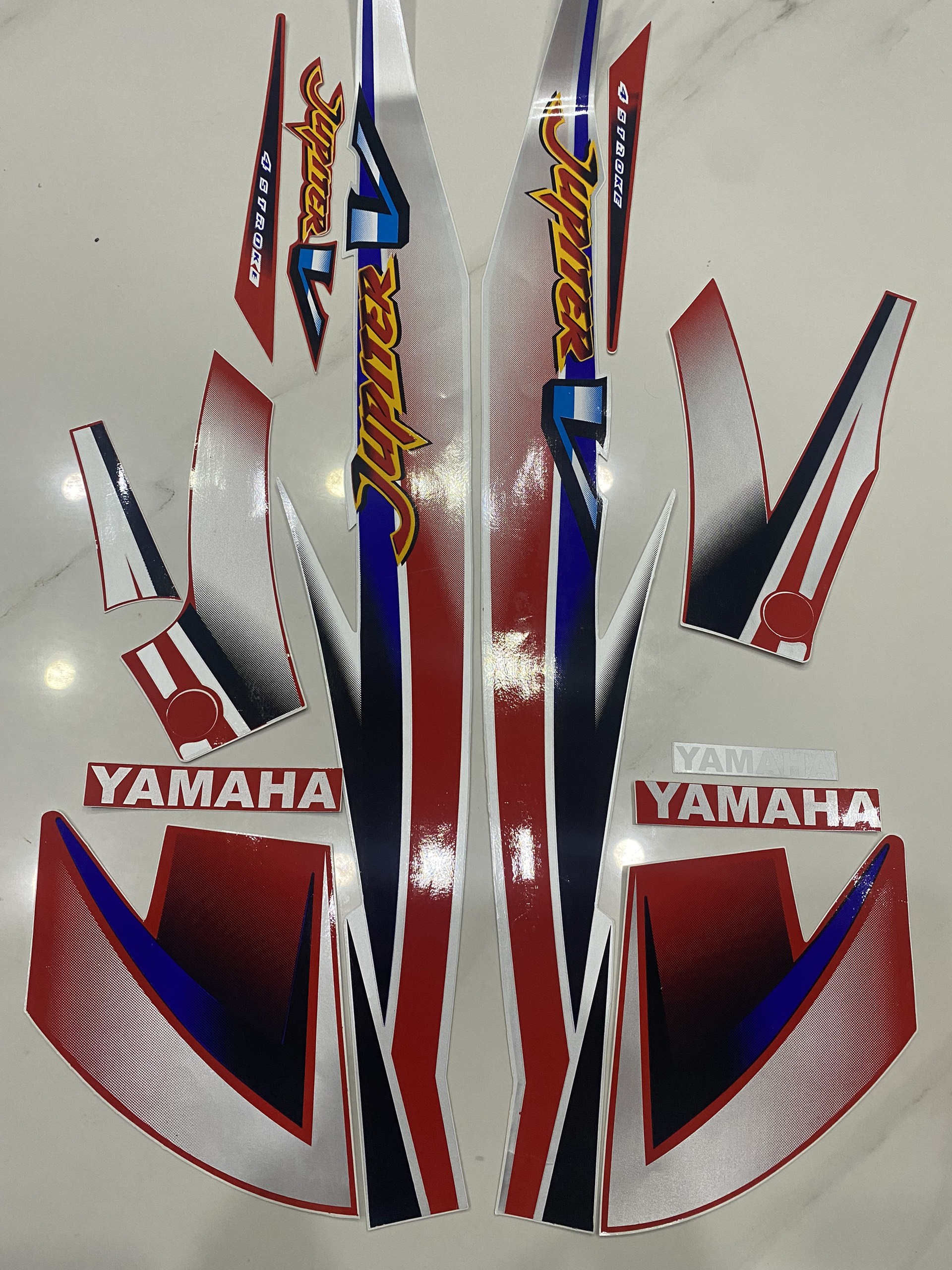 Nguyên bộ tem rời 3 lớp zin thái dán xe máy Yamaha Jupiter V màu đỏ