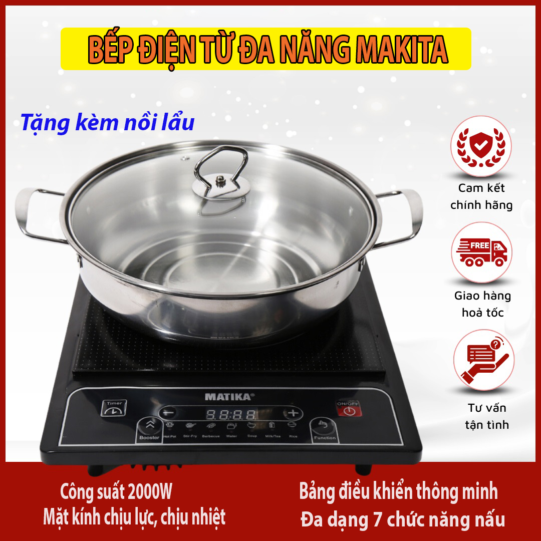 Bếp điện từ đơn, bếp điện mini công suất 2000w, bếp nấu đa năng hàng mới 2024