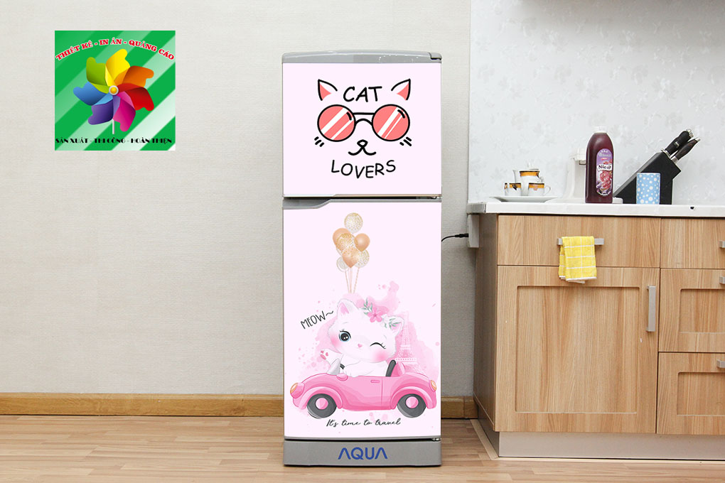 Decal dán trang trí tủ lạnh mẫu cute