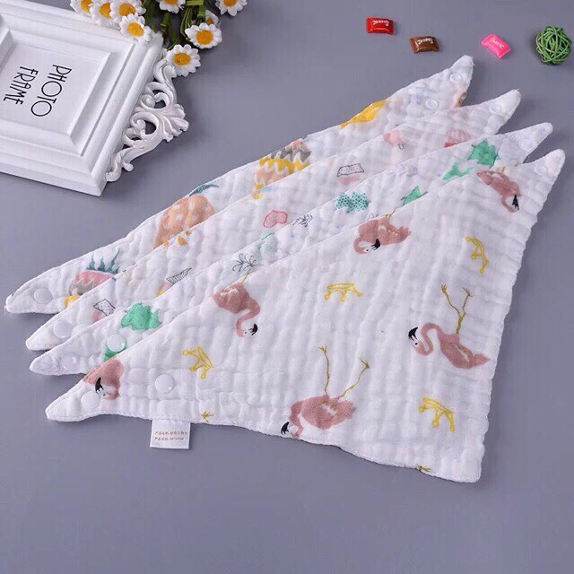 Yếm xô Organic 6 lớp cho bé có cúc bấm