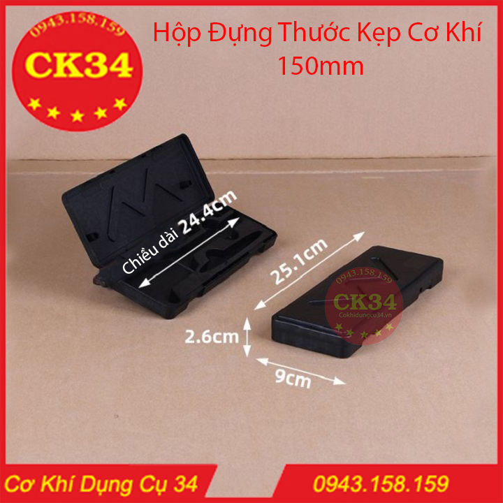 Hộp đựng thước kẹp cơ khí, thước kẹp điện tử. hộp đựng thước 150mm màu đen