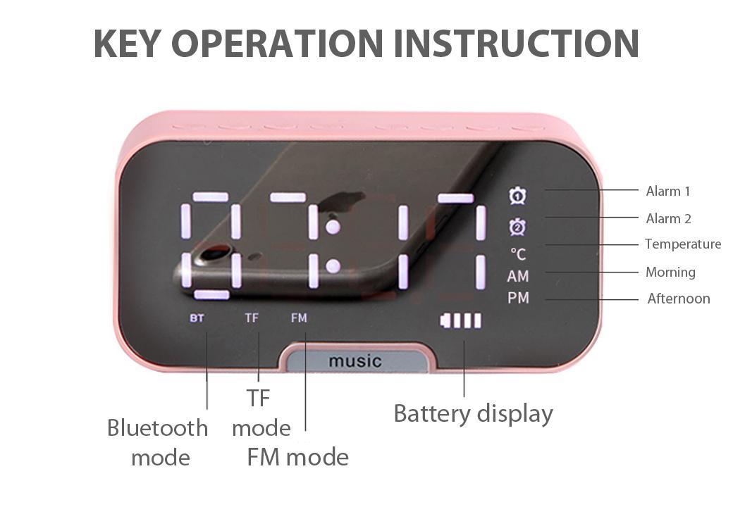 Loa Bluetooth Kiêm Đồng Hồ Báo Thức Và Nghe Đài FM