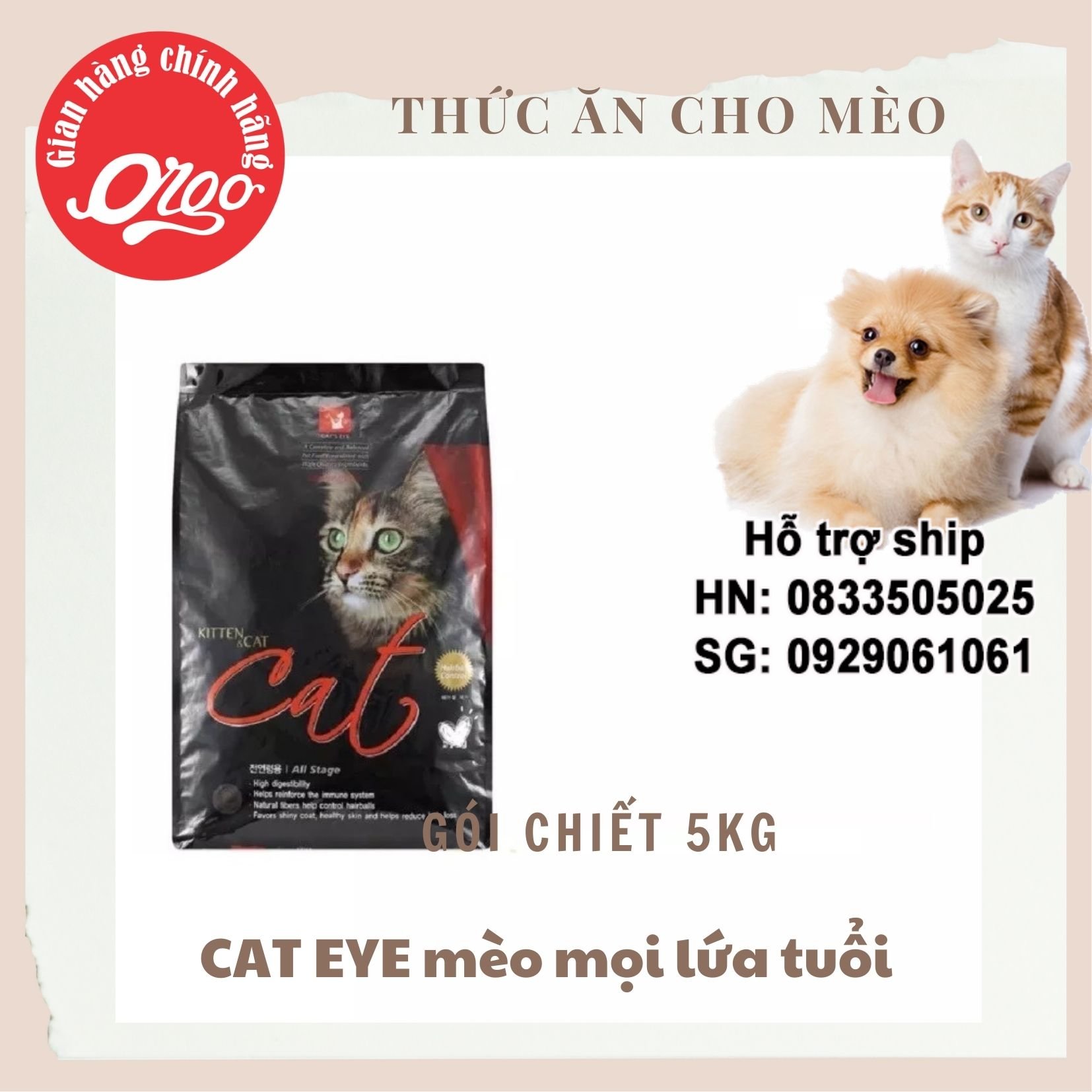 [GIÁ  SIÊU RẺ] Thức Ăn Cho Mèo  Cats eye túi chiết 5 kg (  Cat's eye Hàn Quốc)
