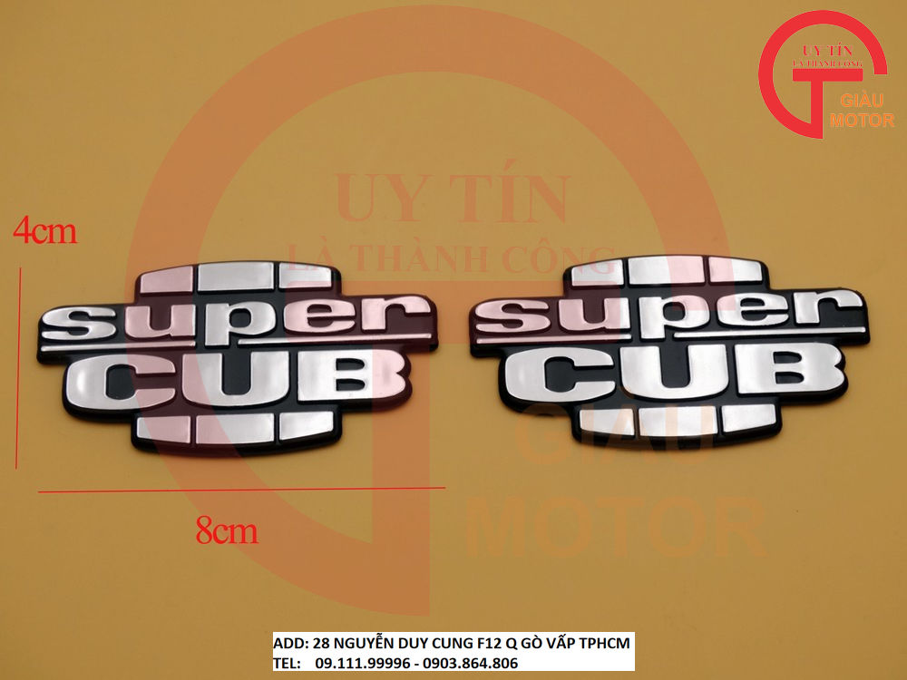 Cặp logo super cub dán xe honda cub