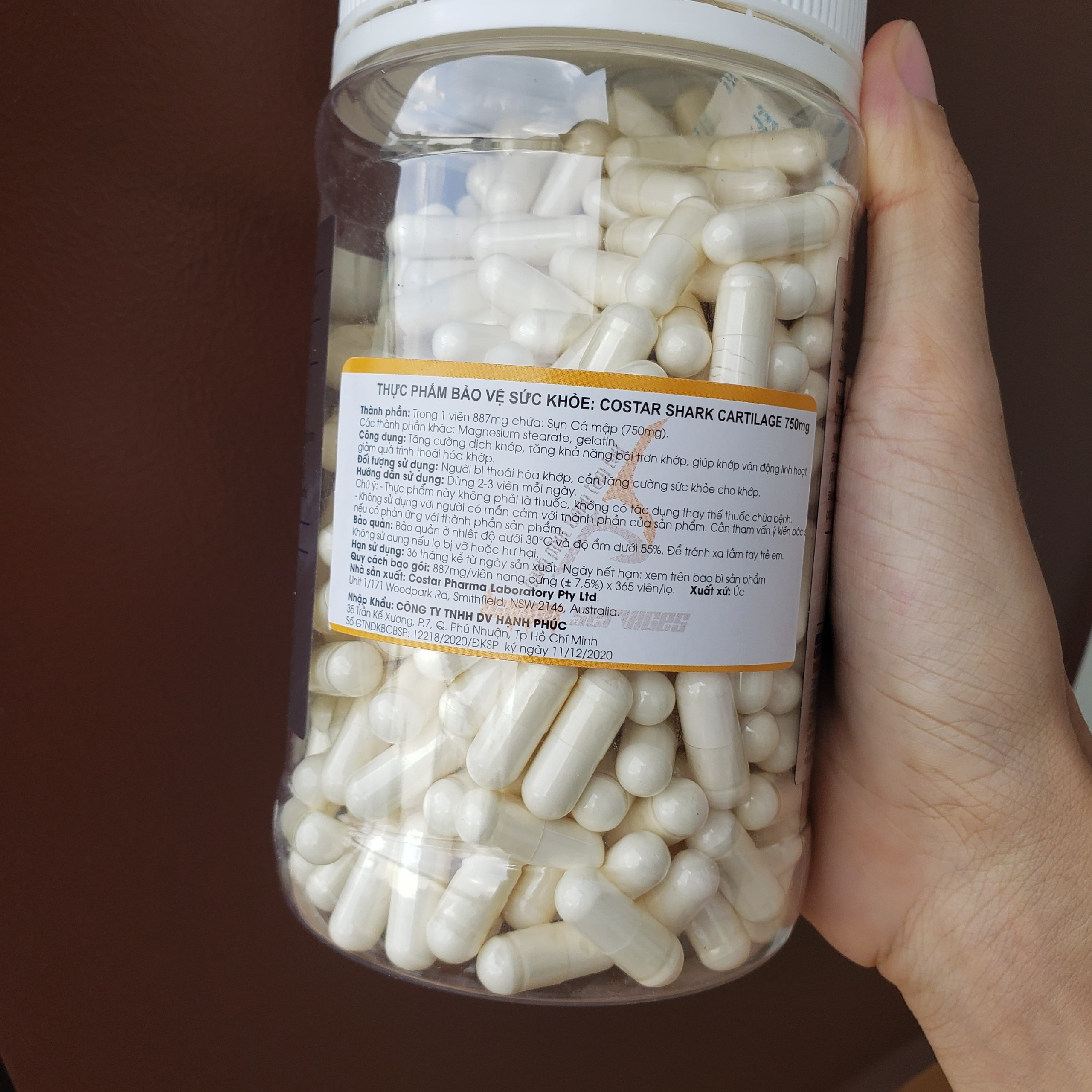 Sụn Vi Cá Mập Costar Shark Cartilage 750mg (Hộp 100 - 365 viên)