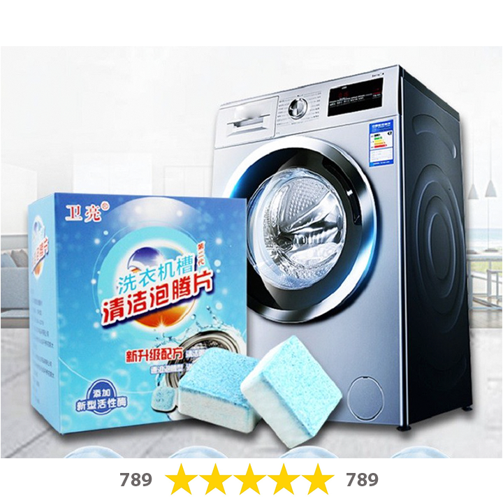 HỘP 12 VIÊN TẨY LỒNG GIẶT SIÊU SẠCH - VIÊN TẨY KHỬ MÙI MÁY GIẶT CỰC MẠNH - LOẠI BỎ CÁC VẾT BẨN Ố TRÊN MÁY GIẶT