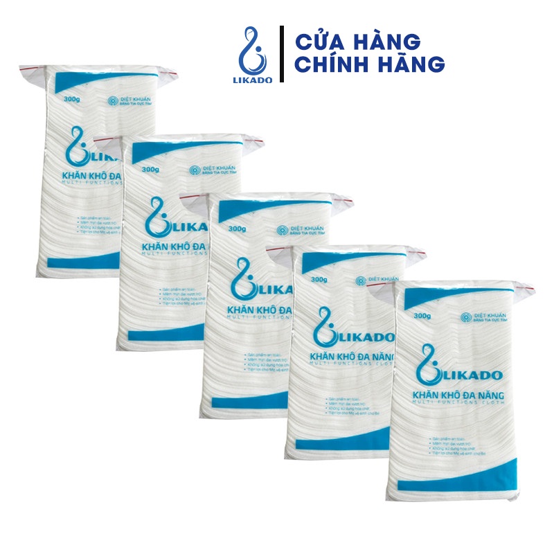 Khăn khô đa năng cho bé likado 300g COMBO 5 BỊCH (gấp đôi)