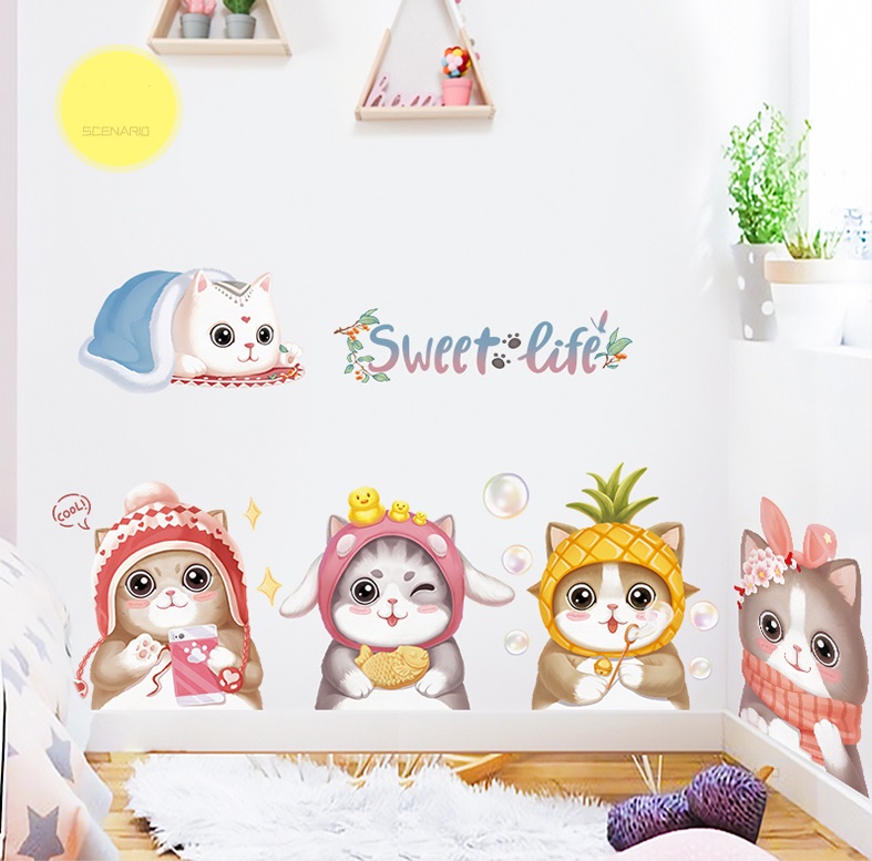 Decal dán tường Mèo ấm áp - P2 -Scenedecal-Framedecals