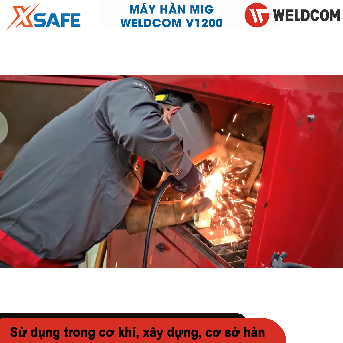 MIG welding machine semi automatic weldcom multimag V1200 range adjustable welding current 40a-120A, contemporary Glass solder wire 0.8mm - 0.9mm, performance 80%, MIG welding on high, inaccessible positions and handy-genuine-xsafe