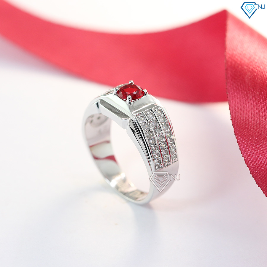 Nhẫn nam bạc 925 đính đá đỏ NNA0046 - Trang Sức TNJ