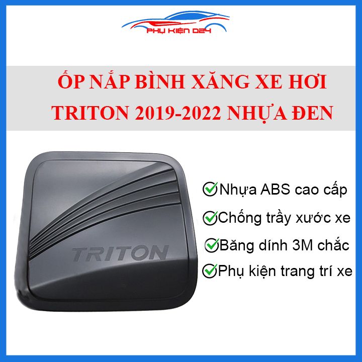 Ốp nắp xăng Triton 2019-2022 nhựa đen bảo vệ chống trầy trang trí ô tô