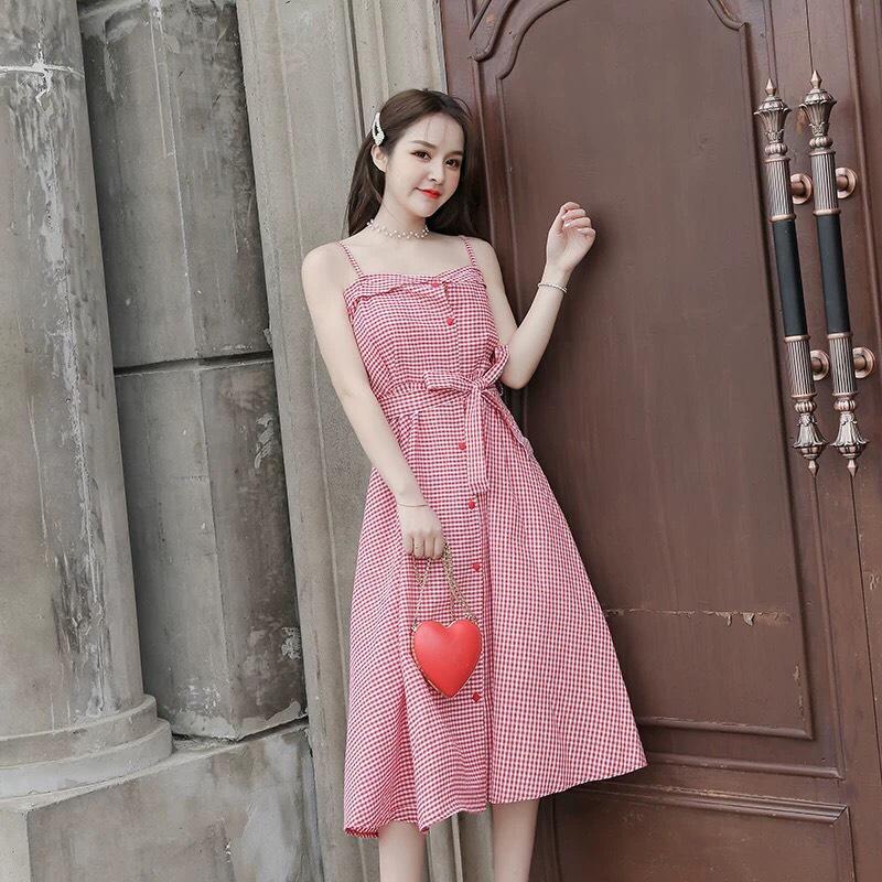 ĐẦM 2 DÂY CARO DỊU DÀNG NỮ TÍNH
