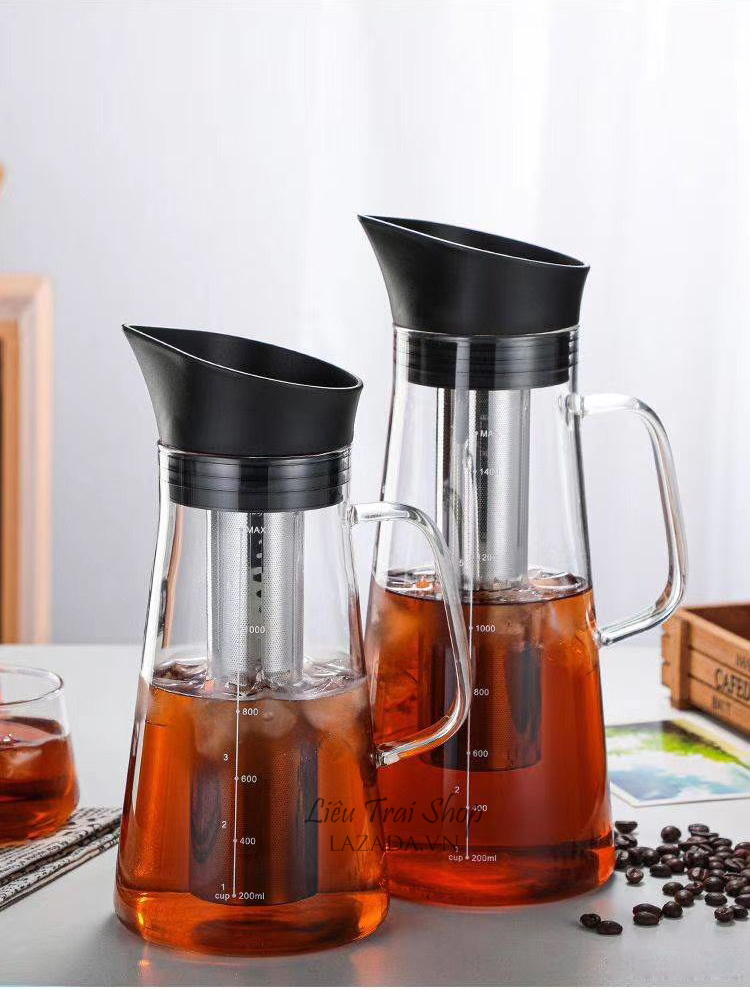 Bình pha cà phê cold brew bình pha cafe lạnh bình pha trà bình nước thuỷ tinh nắp tự động
