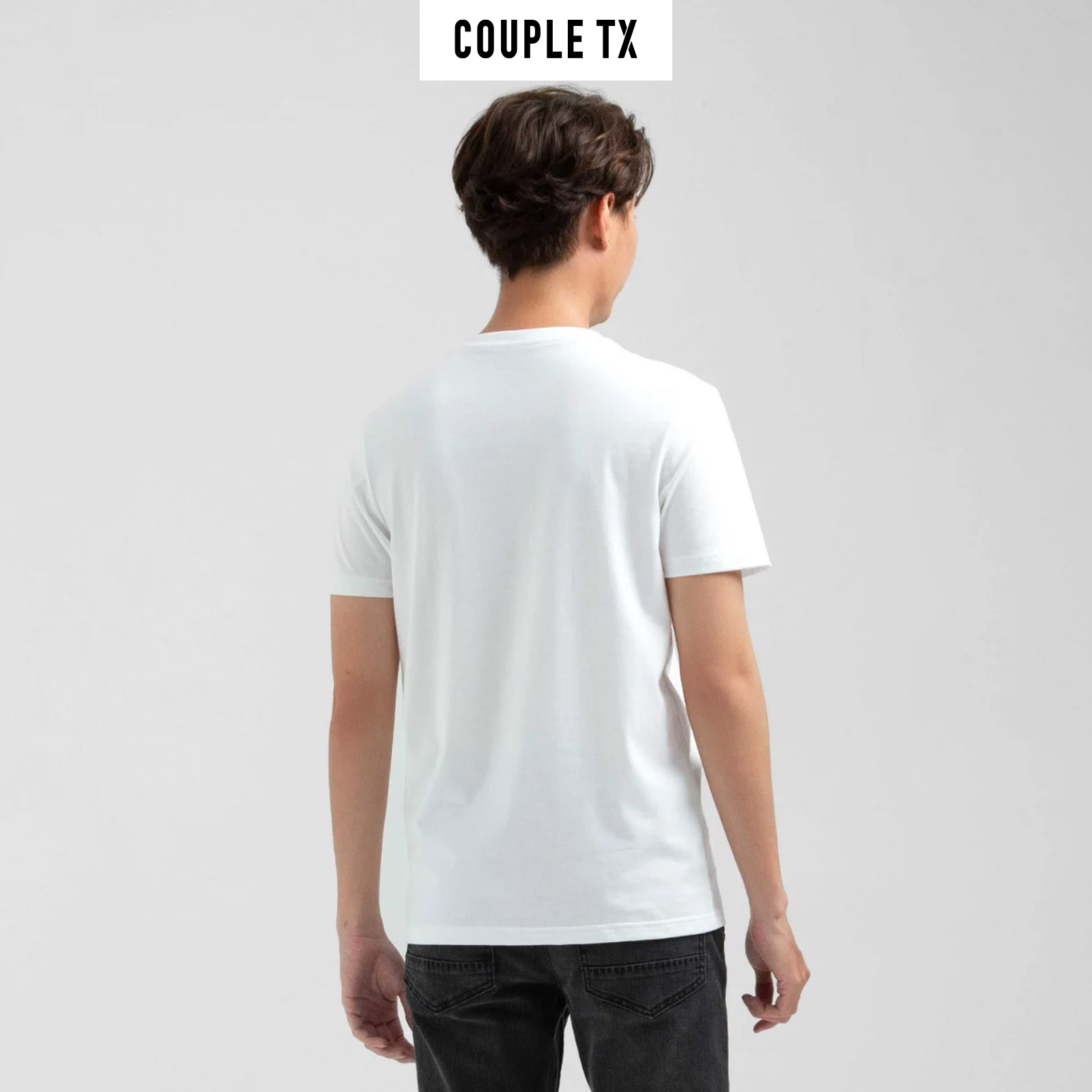 [15.1 - 17.1 Voucher lên đến 200K]  Áo Thun Nam COUPLE TX - Áo Thun Cotton Trơn Basic Nam Cổ Tim, Form Fit