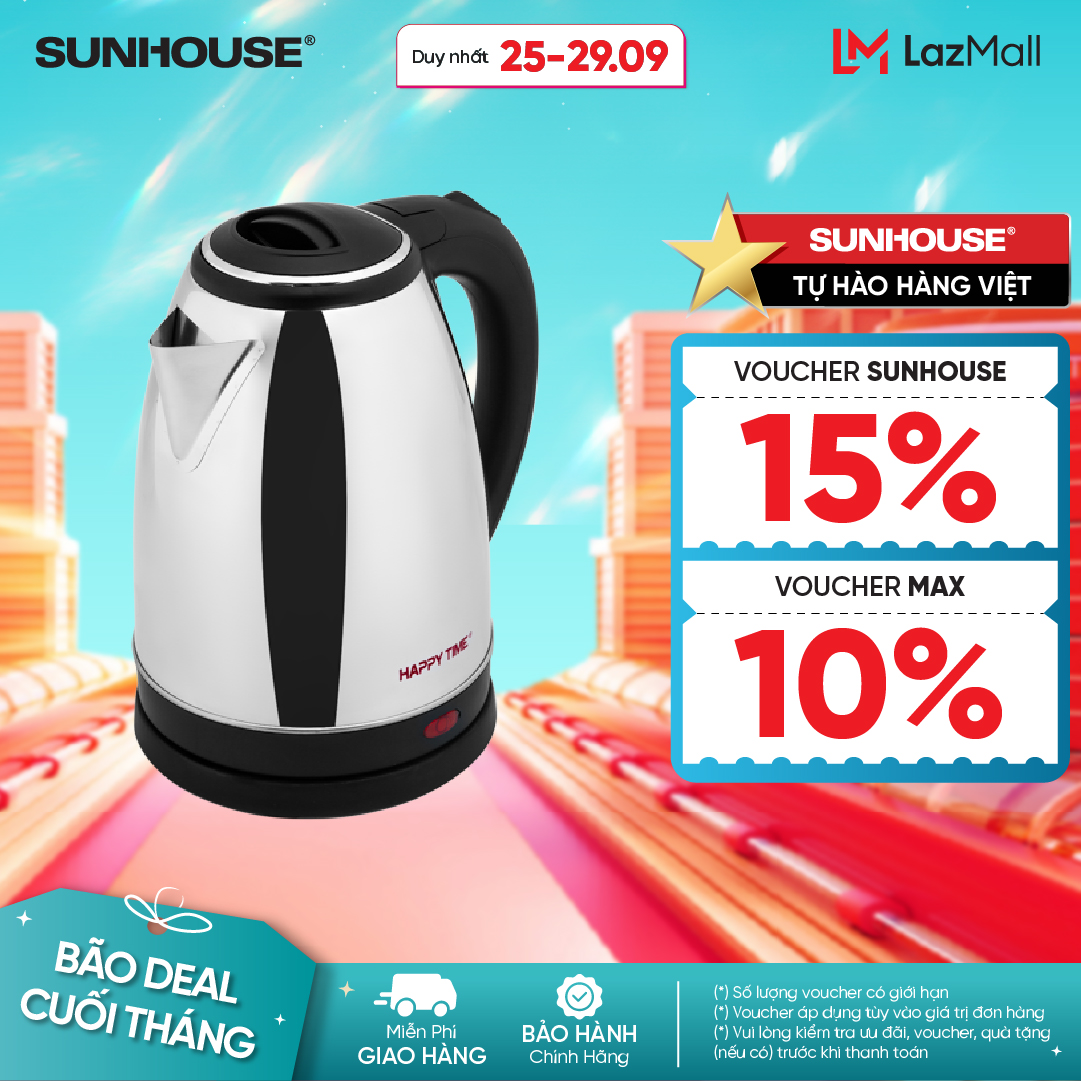 Sunhouse Happy Time Htd1088 Electric Kettle - Capacity 1.8L - Power 1500W - 12 Month Warranty - Genuine Product
