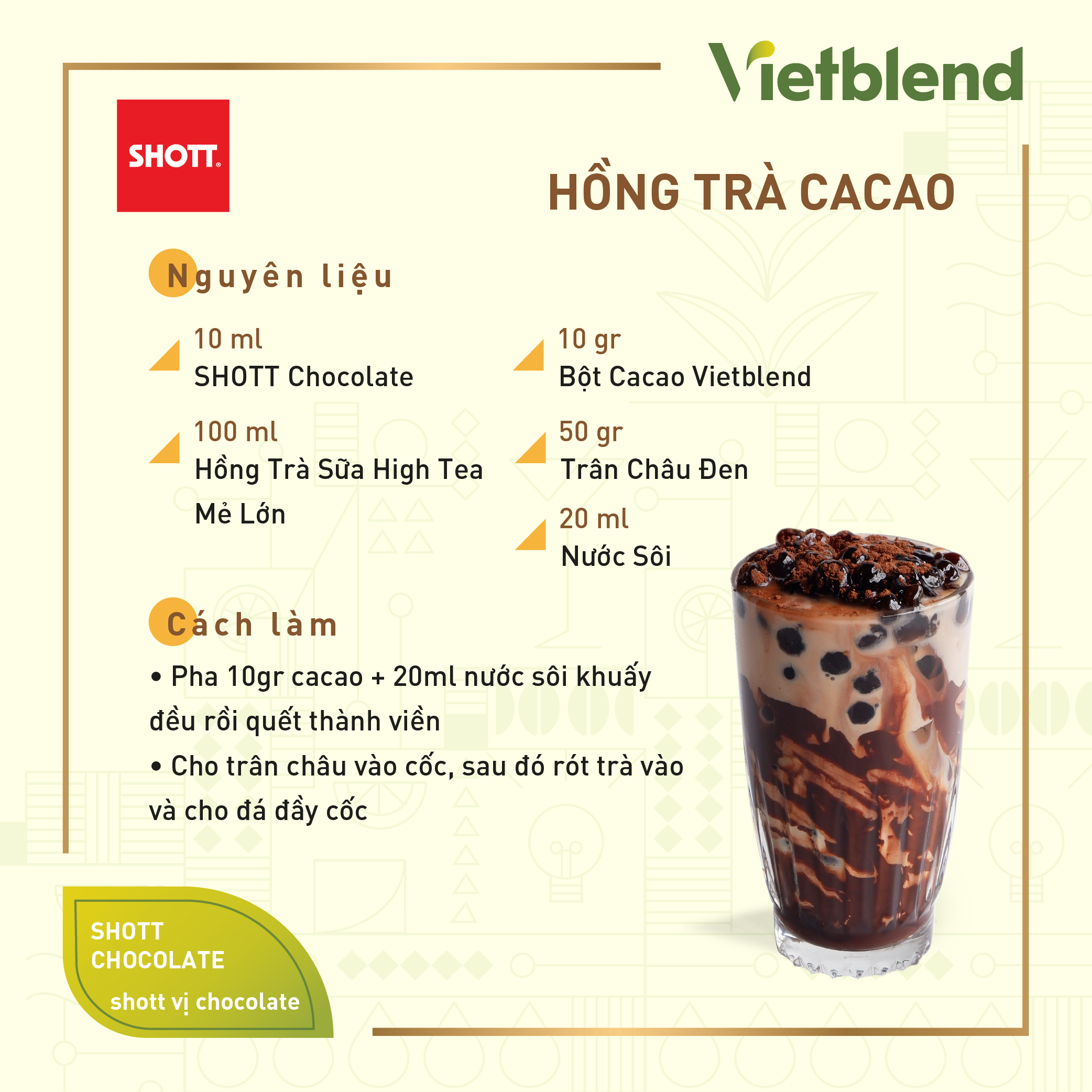 Syrup Pha Chế SHOTT - Vị Dark Chocolate - Chai 1L