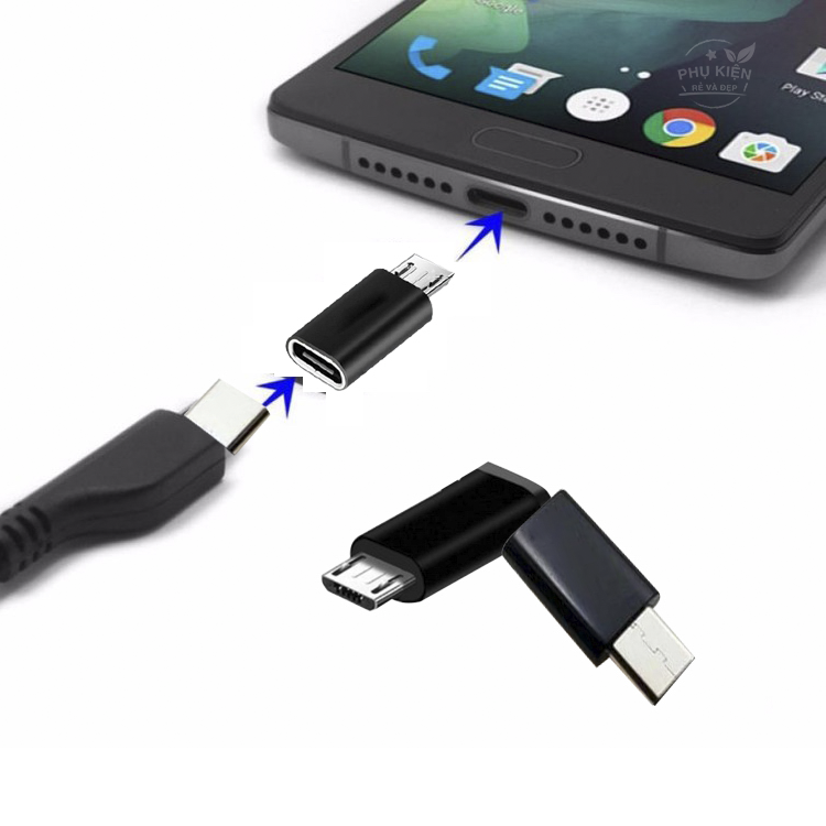 [HCM]Combo 4 đầu chuyển đổi từ Type C sang Micro USB (Đen)
