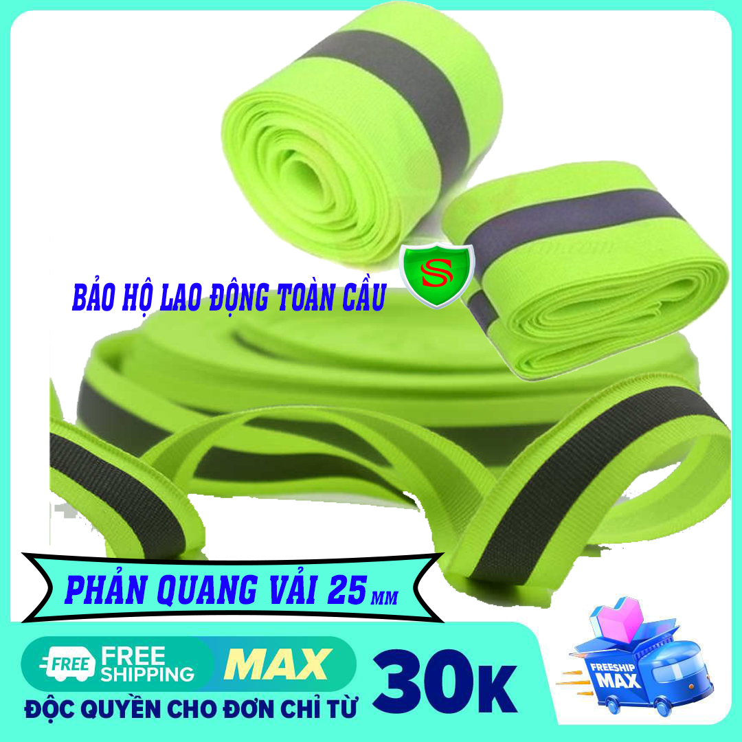 - dây phản quang vải may áo xanh - xám ghi 25mm - phản quang may áo - phản quang vải