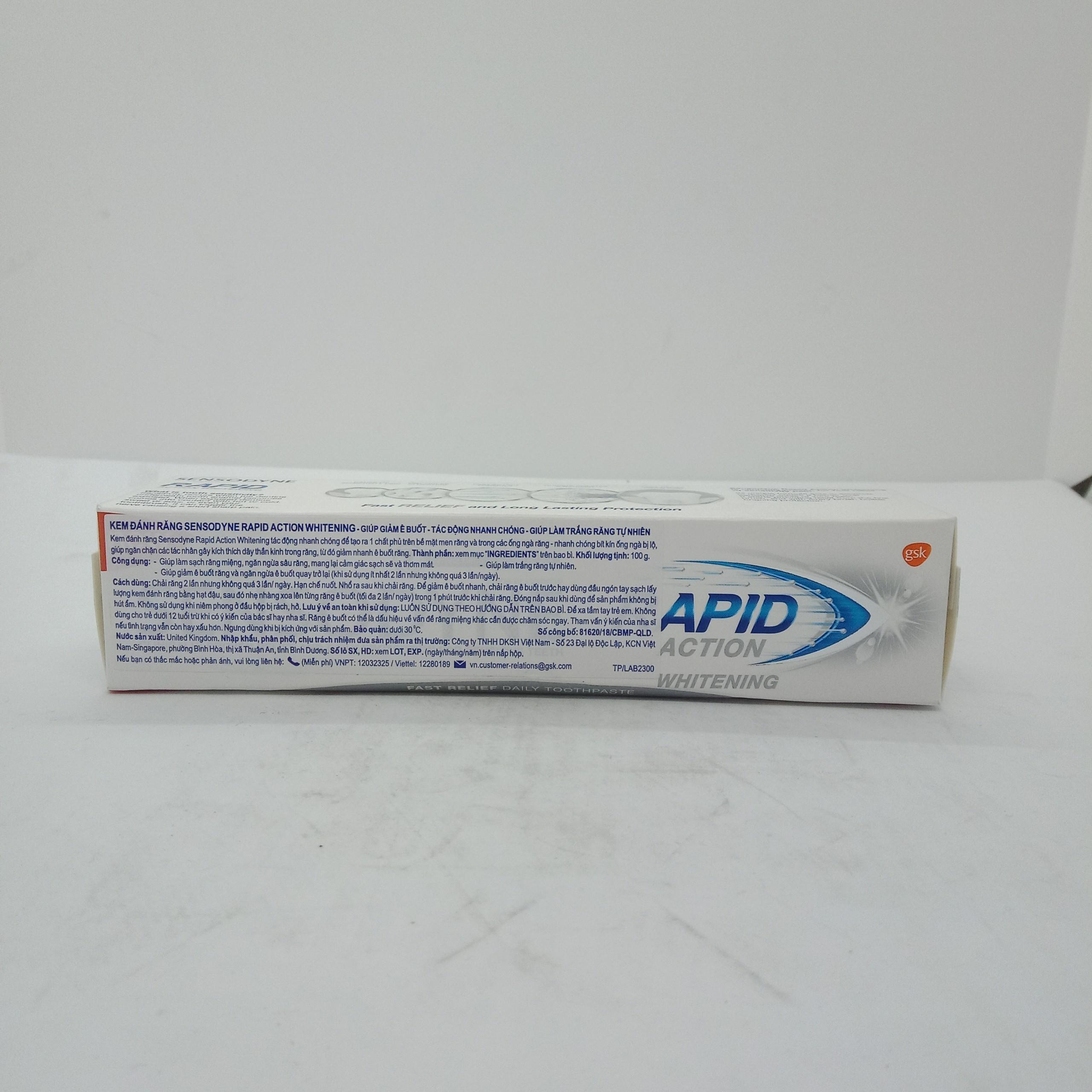 Kem đánh răng Sensodyne Rapid Action Whitening 100g