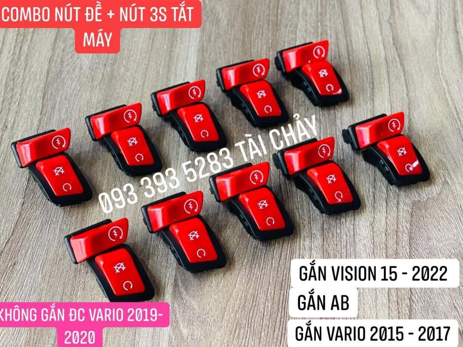 COMBO NÚT ĐỀ ĐỎ + NÚT 3S ĐỎ CHO VISION 2015 - 2022 / AB 13-20/ VARIO 2017